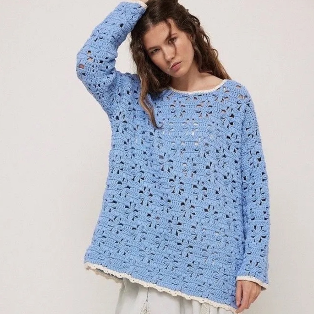 Free People Rue Crochet Tunic Xs